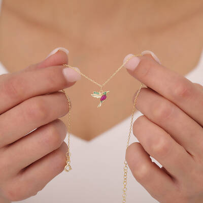 925 Ayar Gümüş Renkli Taşlı Arı Kuşu Halhal - 2