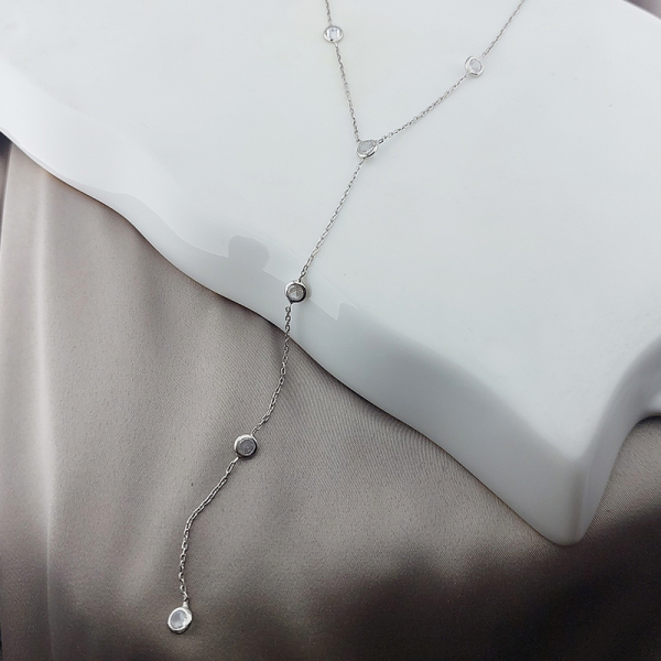 925 Ayar Gümüş Sallantılı Taşlı Choker Kolye - 3