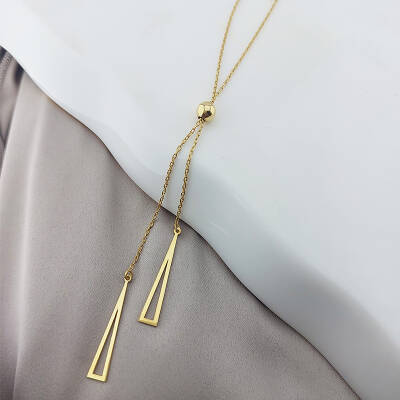 925 Ayar Gümüş Sallantılı Üçgen Kolye - 5