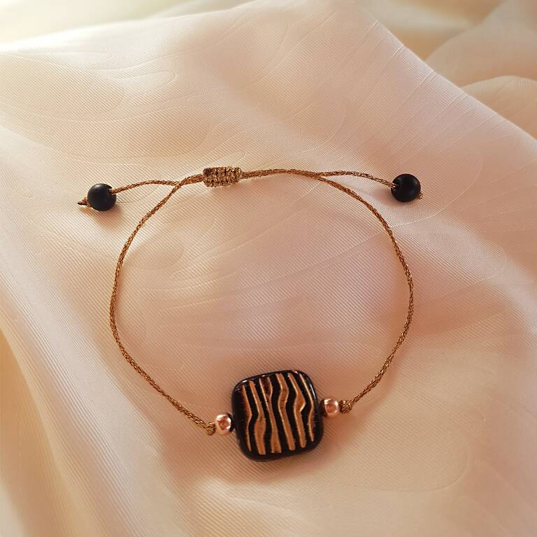 925 Ayar Gümüş Siyah Çek Kristali Bileklik - 2