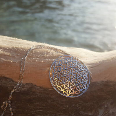 925 Ayar Gümüş Yaşam Çiçeği Kolye - 4