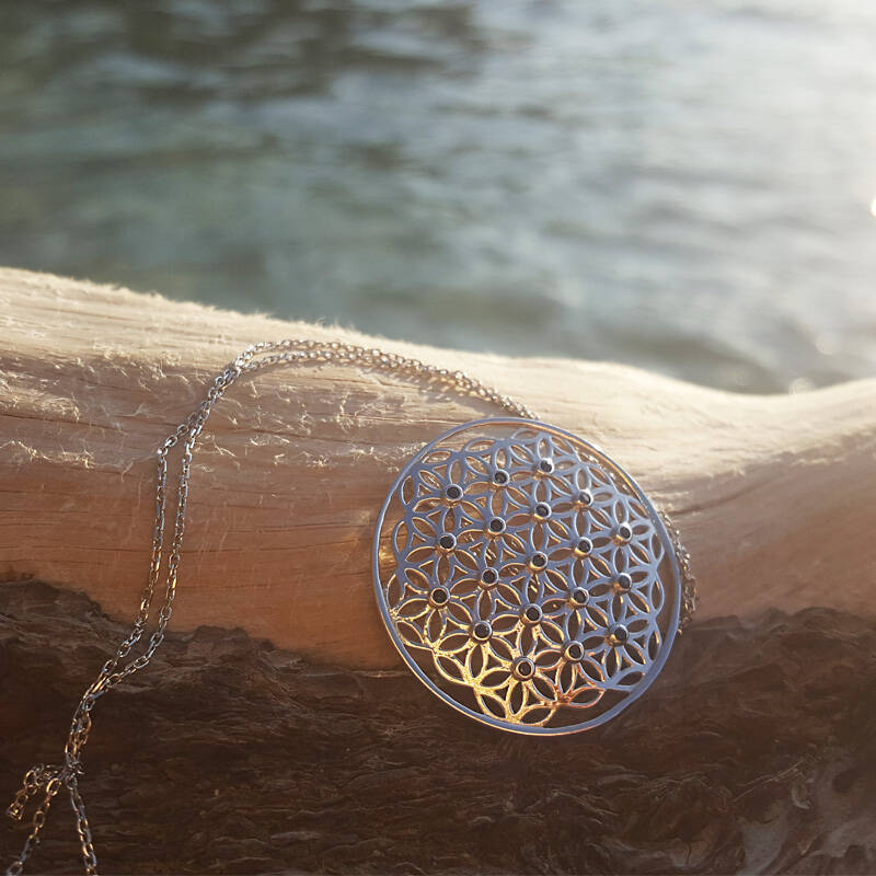 925 Ayar Gümüş Yaşam Çiçeği Kolye - 4