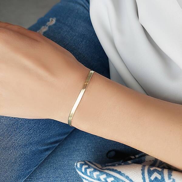 925 Ayar Gümüş Yassı İtalyan Zincir Bileklik - 3