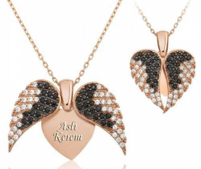 Açılan Kanat Kalp Kolye - 1