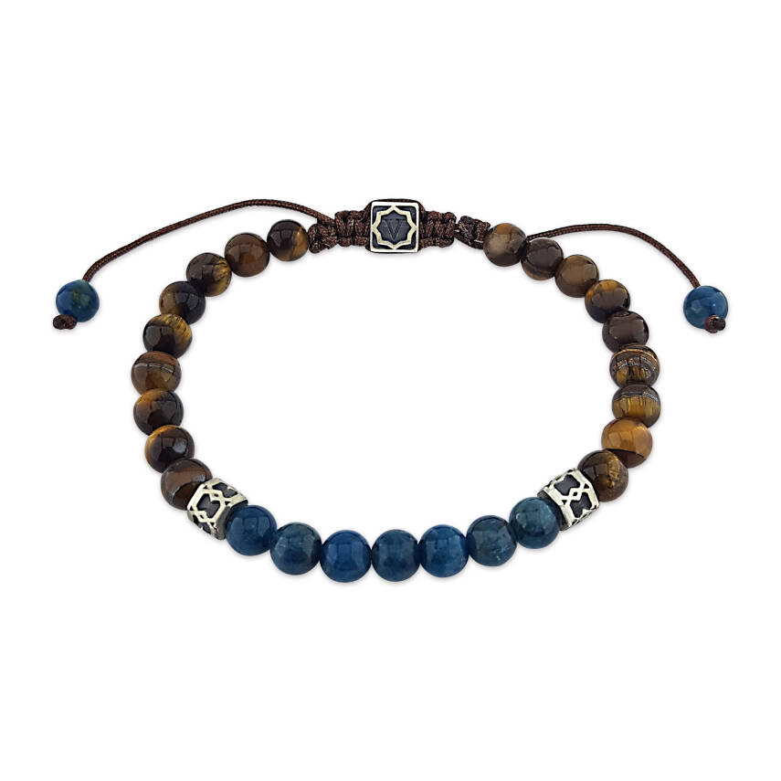 Apatit ve Kaplan Gözü Taşlı Gümüş Erkek Bileklik - 1