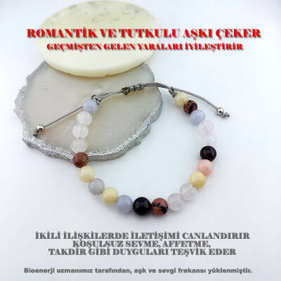 Aşk Tılsımlı Doğal Taşlı Gümüş Bileklik - 1
