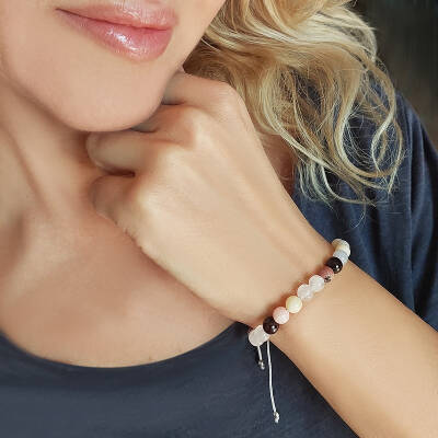 Aşk Tılsımlı Doğal Taşlı Gümüş Bileklik - 2