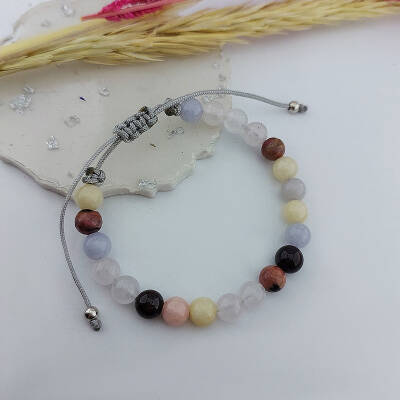 Aşk Tılsımlı Doğal Taşlı Gümüş Bileklik - 3