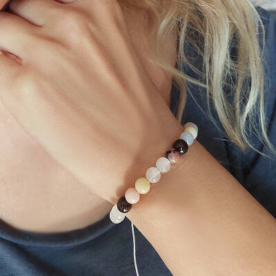 Aşk Tılsımlı Doğal Taşlı Gümüş Bileklik - 4