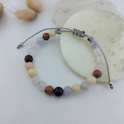 Aşk Tılsımlı Doğal Taşlı Gümüş Bileklik - 5