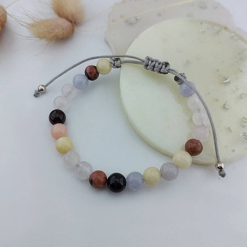 Aşk Tılsımlı Doğal Taşlı Gümüş Bileklik - 5