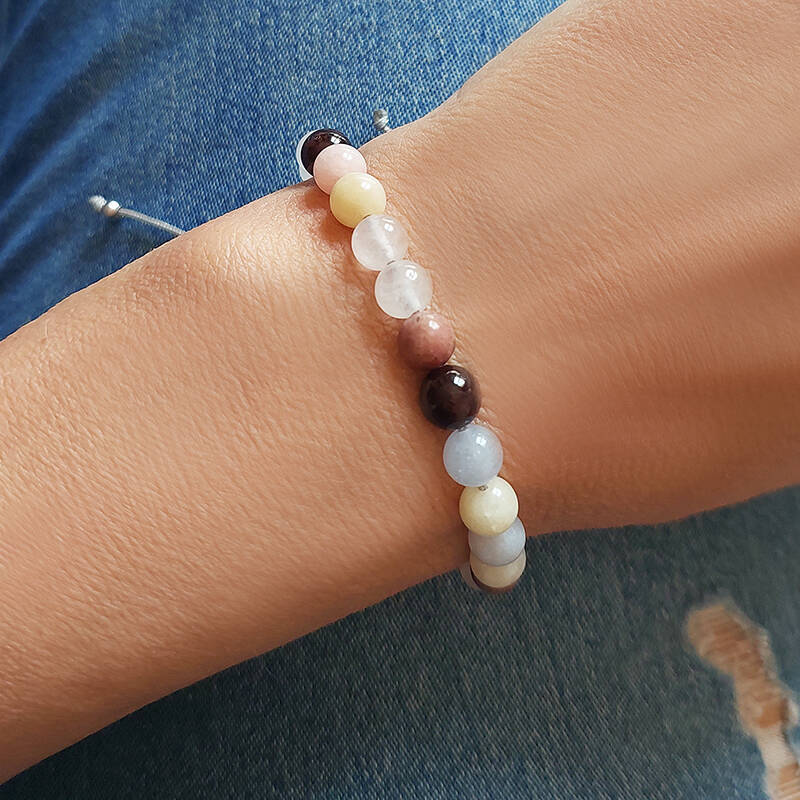 Aşk Tılsımlı Doğal Taşlı Gümüş Bileklik - 6