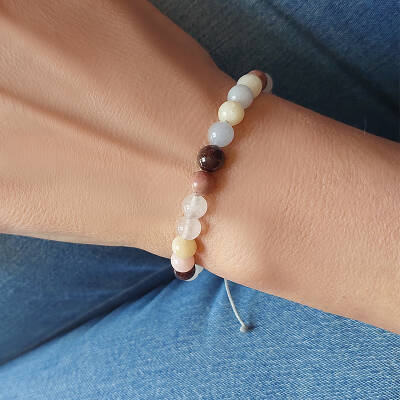 Aşk Tılsımlı Doğal Taşlı Gümüş Bileklik - 7