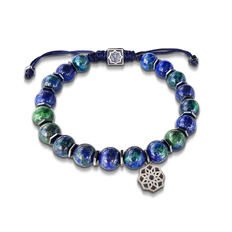 Azurit Taşlı Gümüş Erkek Bileklik - 1