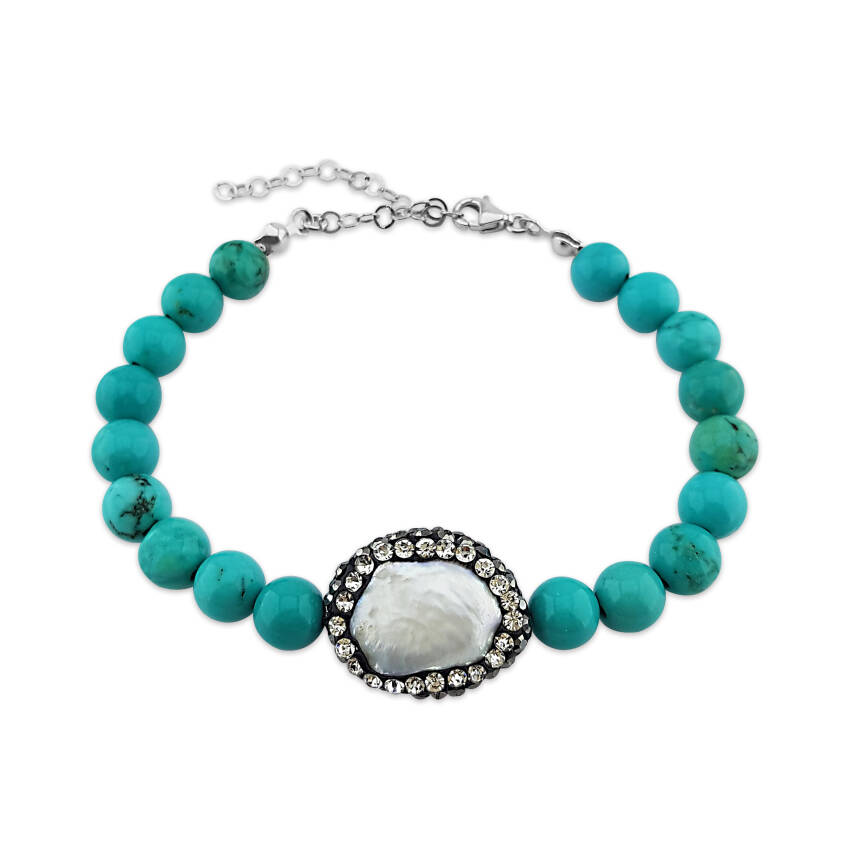 Doğal İnci ve Firuze Taşlı Bileklik - 2