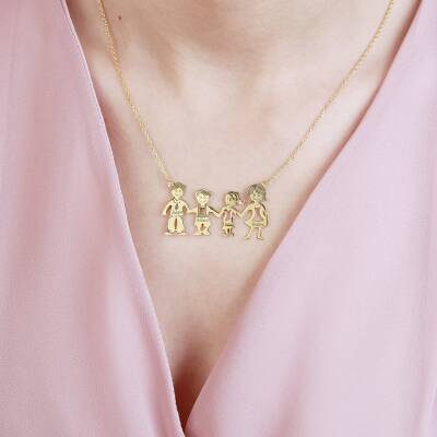 Dört Figürlü Aile Kolyesi - 1