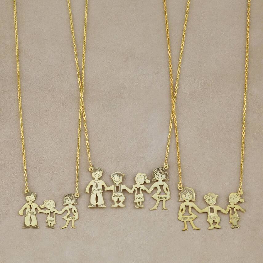 Dört Figürlü Aile Kolyesi - 2