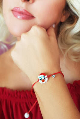 El Yapımı Cam Noel Baba Gümüş Bileklik   - 1