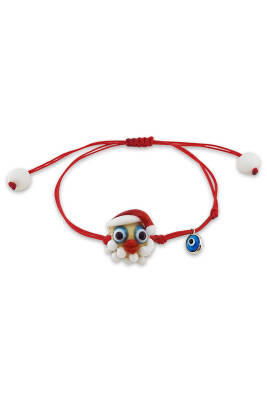 El Yapımı Cam Noel Baba Gümüş Bileklik   - 2