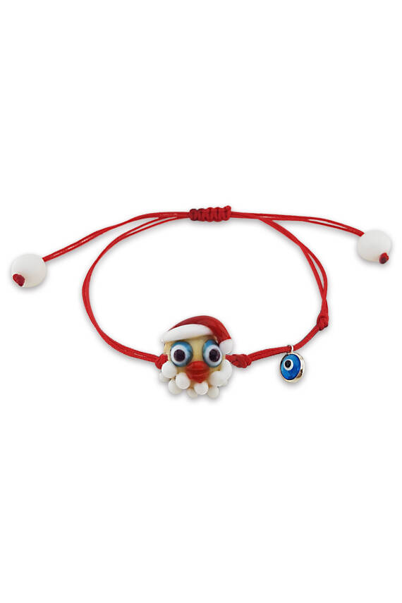 El Yapımı Cam Noel Baba Gümüş Bileklik   - 2