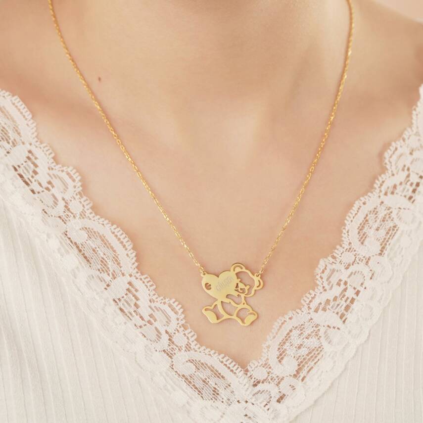 Gümüş Teddy Bear İsimli Kolye - 1