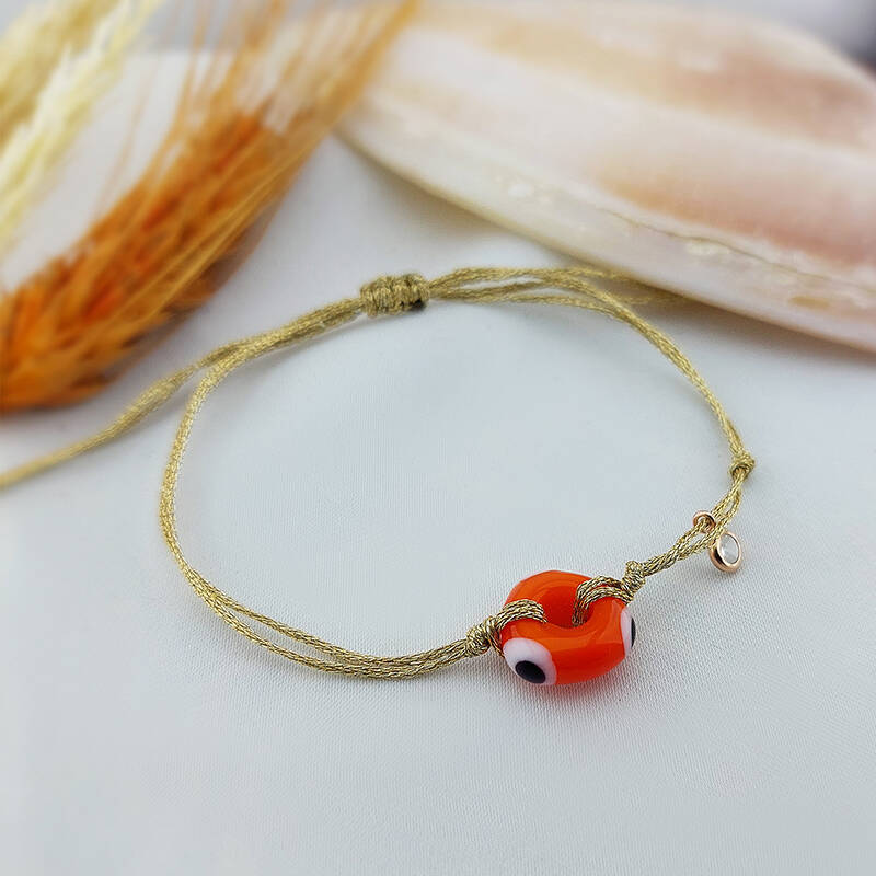 Gümüş Turuncu El Yapımı Nazar Bileklik - 1