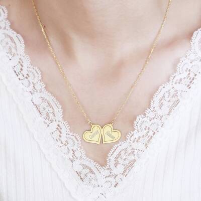 İki Kalpli Plaka Kolye - 1