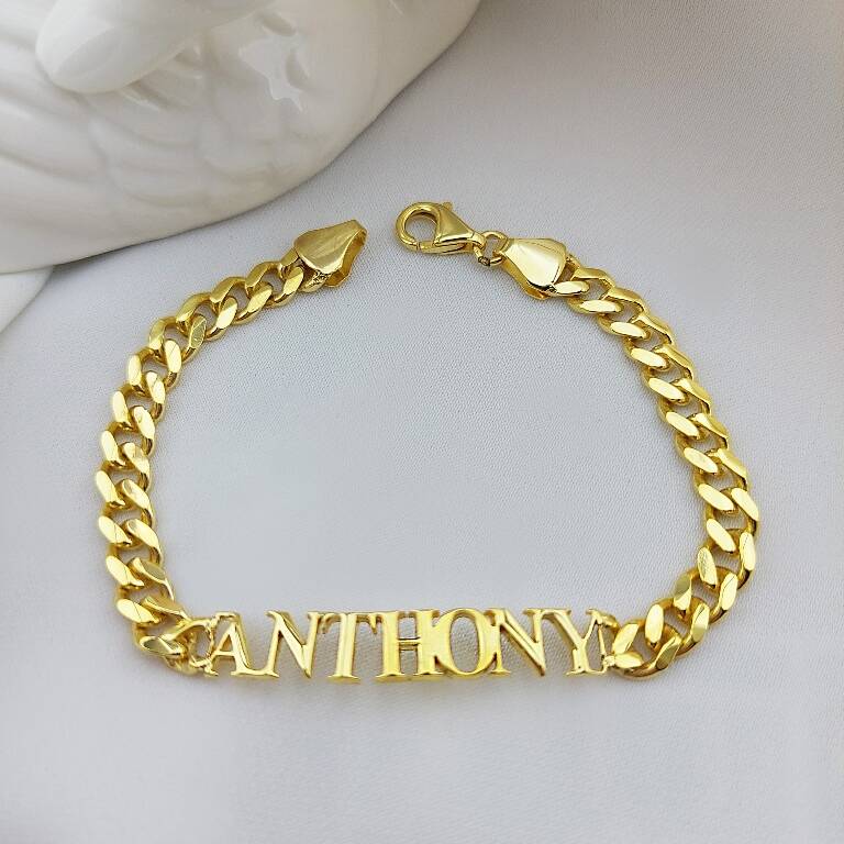 Kalın Lazer Kesim Gümüş İsimli Bileklik - 9