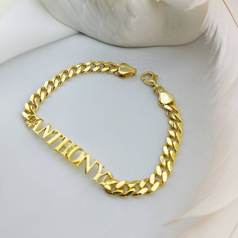 Kalın Lazer Kesim Gümüş İsimli Bileklik - 10