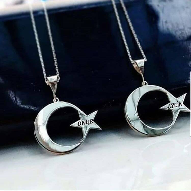 Kişiye Özel İsimli Ay Yıldız Kolye - 1