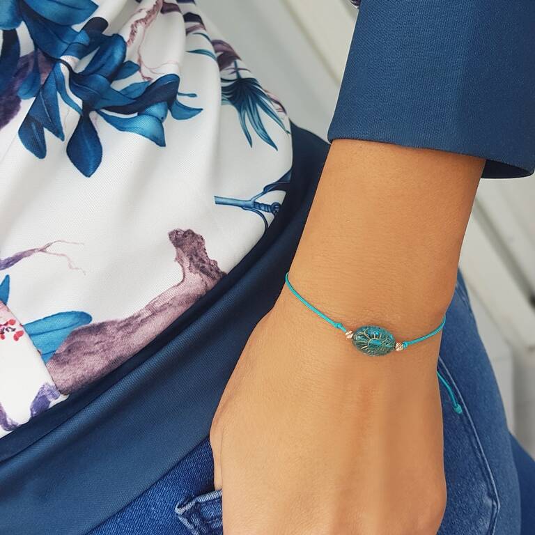 Mavi Çek Kristali Gümüş Bileklik - 1