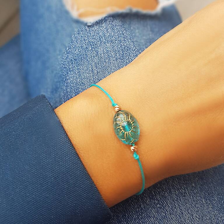 Mavi Çek Kristali Gümüş Bileklik - 2