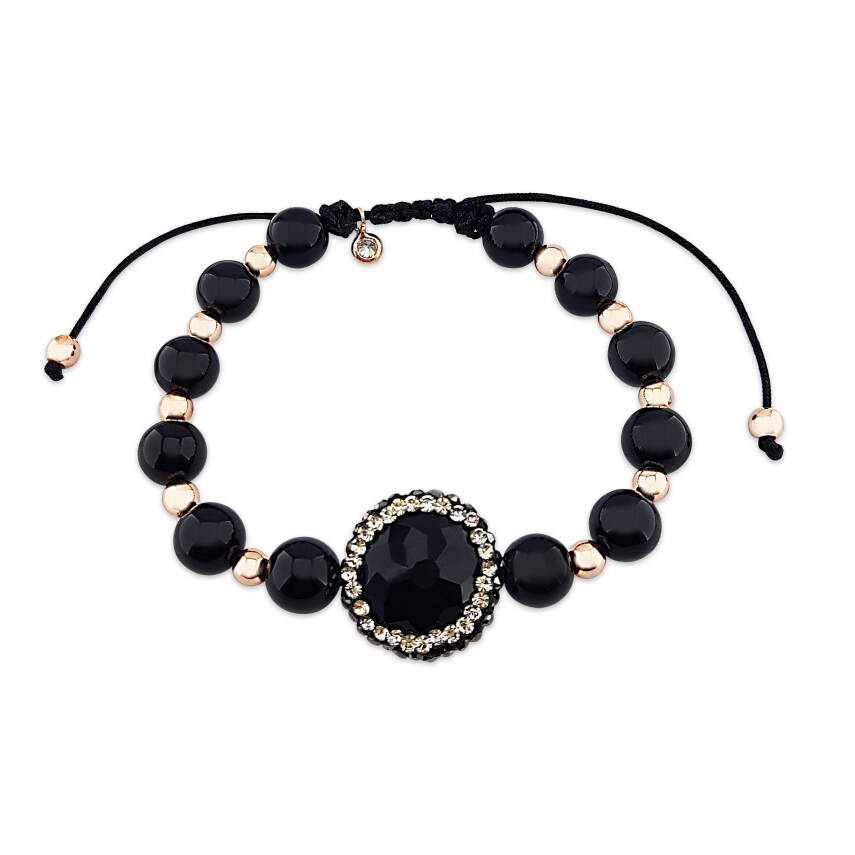 Oniks ve Hematit Taşlı Gümüş Bileklik - 2