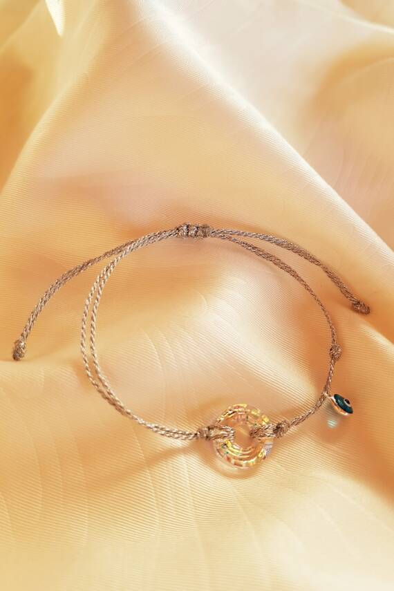 Swarovski Taşlı Gümüş Nazar Bileklik  - 3