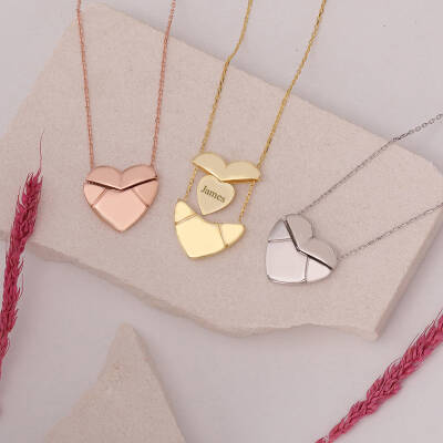 Vaoov 925 Ayar Gümüş Açılan İsimli Mektup Kalp Kolye