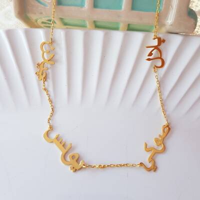 Vaoov 925 Ayar Gümüş Arapça Dört İsim Kolye - 4