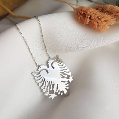 Vaoov 925 Ayar Gümüş Arnavut Bayrağı Kolye - 1