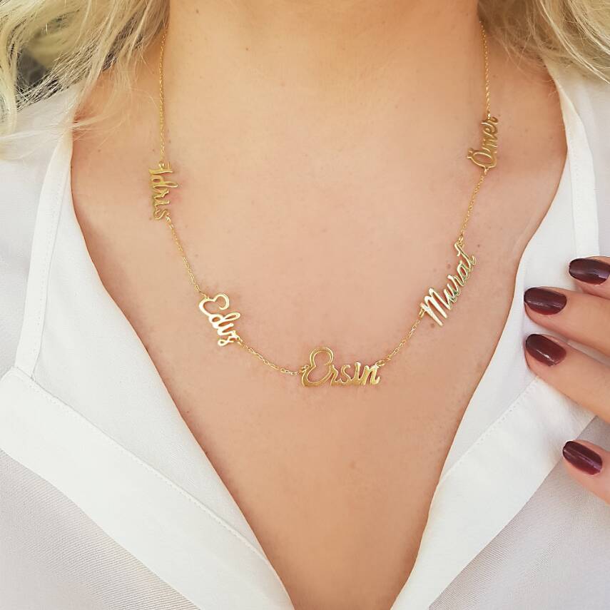 Vaoov 925 Ayar Gümüş Beş İsimli Kolye - 1