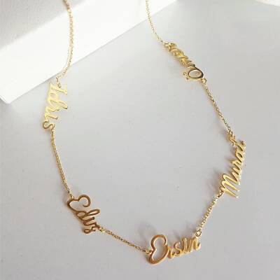 Vaoov 925 Ayar Gümüş Beş İsimli Kolye - 2