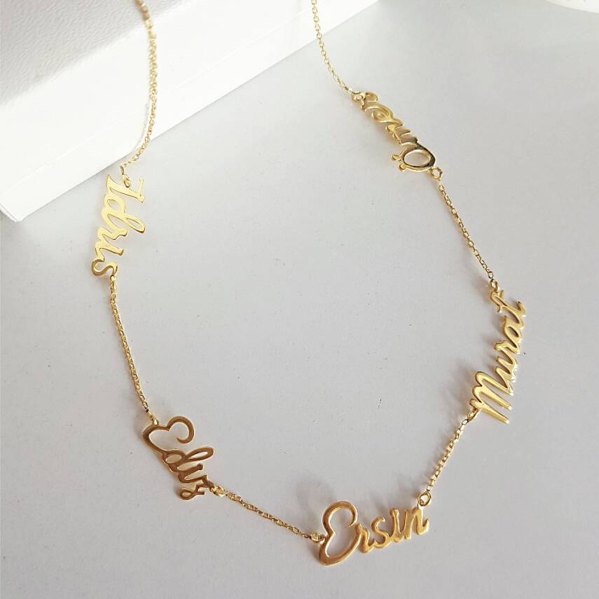 Vaoov 925 Ayar Gümüş Beş İsimli Kolye - 2