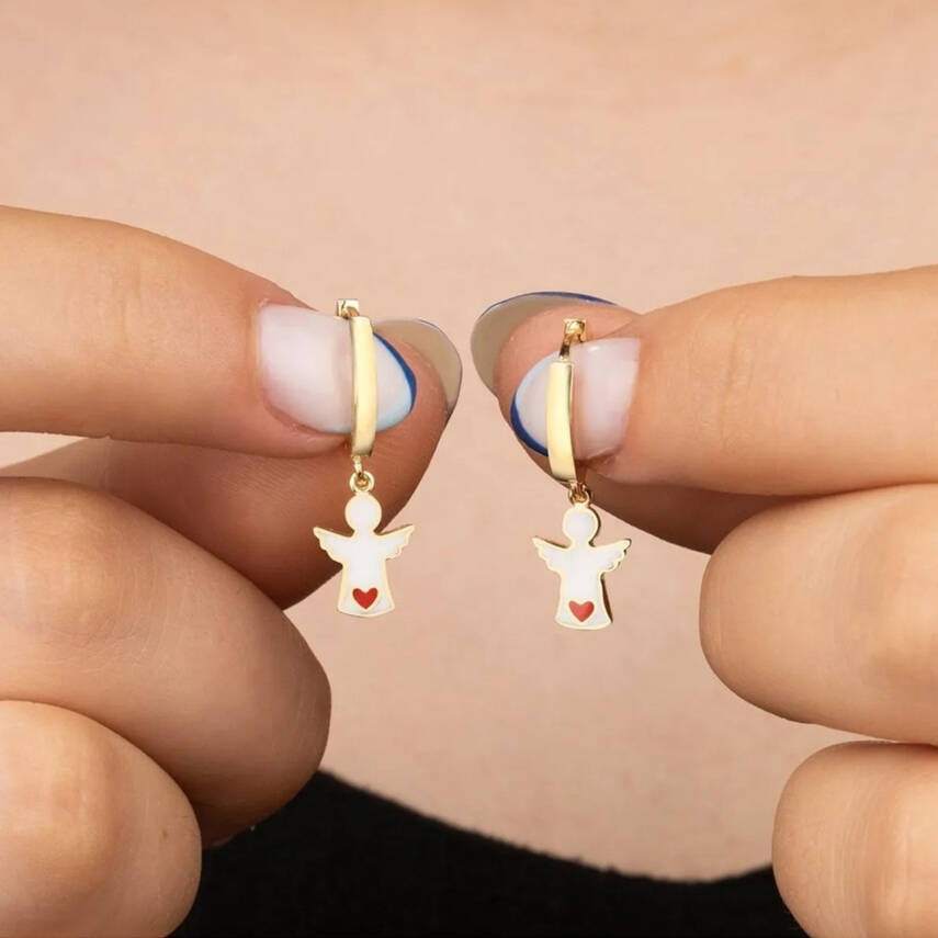 Vaoov 925 Ayar Gümüş Beyaz Mineli Melek Küpe - 1