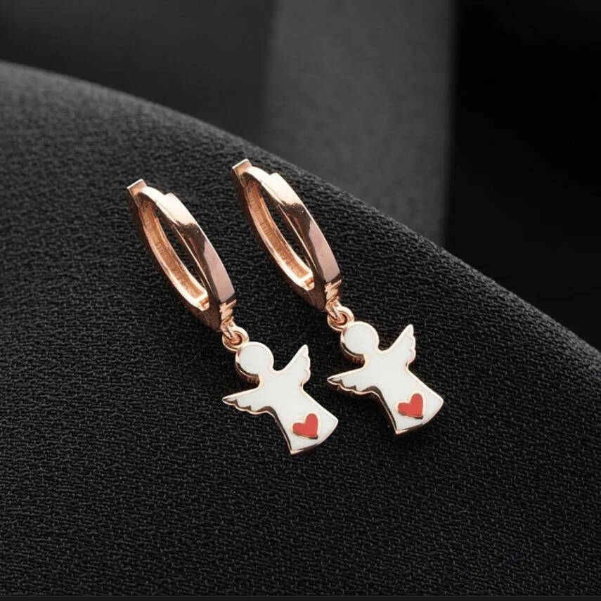 Vaoov 925 Ayar Gümüş Beyaz Mineli Melek Küpe - 3