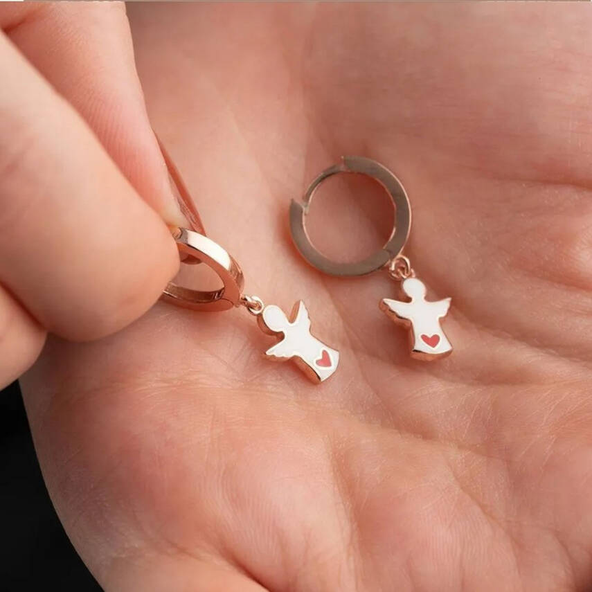 Vaoov 925 Ayar Gümüş Beyaz Mineli Melek Küpe - 4