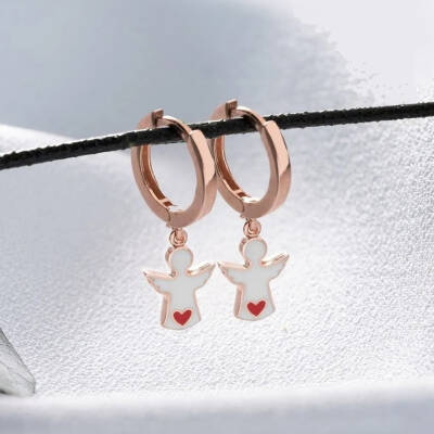 Vaoov 925 Ayar Gümüş Beyaz Mineli Melek Küpe - 5