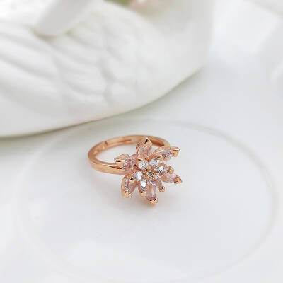 Vaoov 925 Ayar Gümüş Beyaz Taşlı Lotus Yüzük - 2