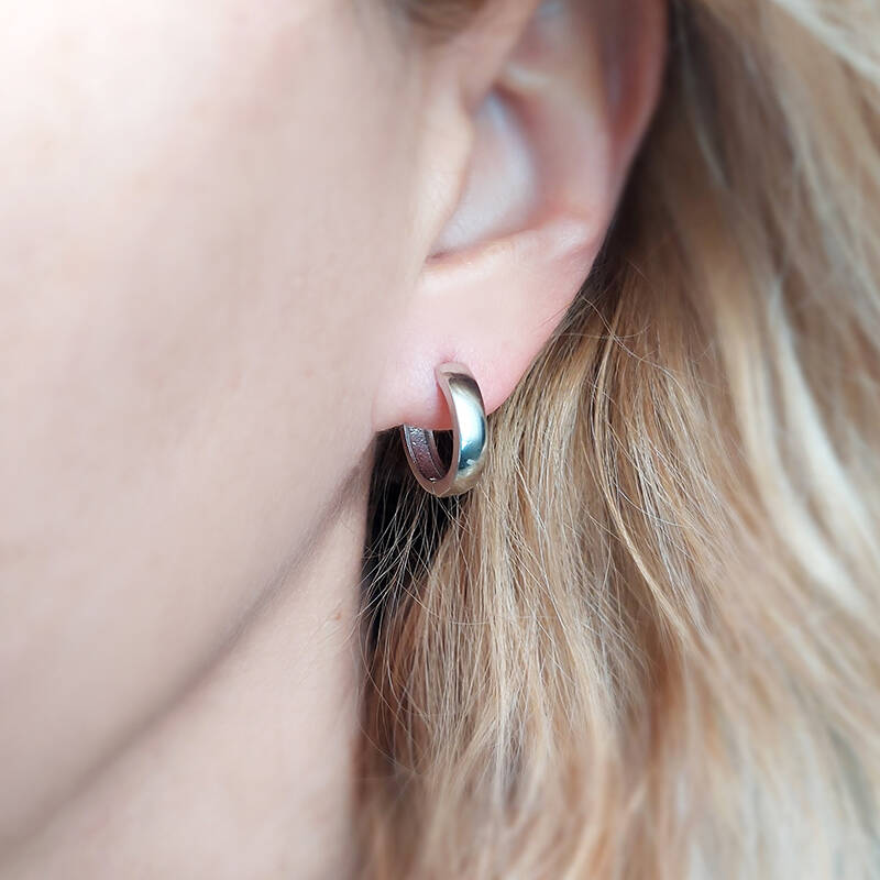 Vaoov 925 Ayar Gümüş Bombeli Halka Küpe - 3