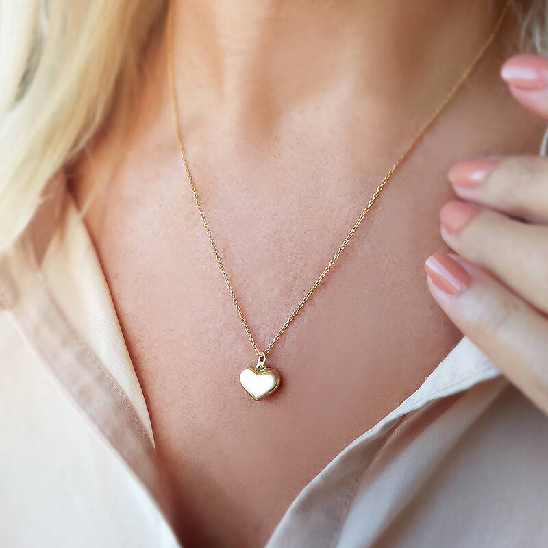 Vaoov 925 Ayar Gümüş Bombeli Kalp Kolye - 1