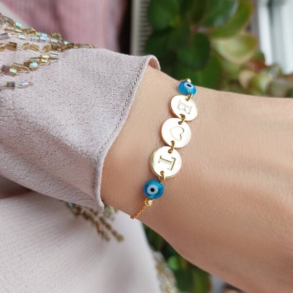 Vaoov 925 Ayar Gümüş Boncuklu Harf Bileklik - 1