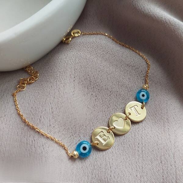 Vaoov 925 Ayar Gümüş Boncuklu Harf Bileklik - 4