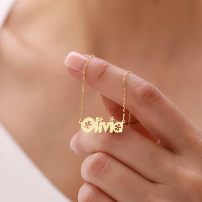 Vaoov 925 Ayar Gümüş Çiçekli İsim Kolye